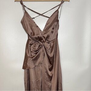 ASOS Rose Taupe Satin Jumpsuit